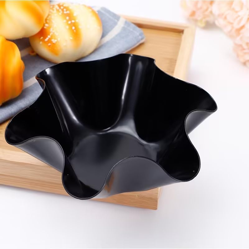 Skiennix Non-Stick Baking Bowls - 2 Pcs Tortilla Bowl Maker | Carbon Steel Dinnerware Set in Black