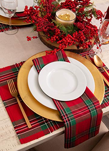 DII Farmhouse Christmas Plaid Napkin Set 20x20 Inches, Red & Green, Pack of 6