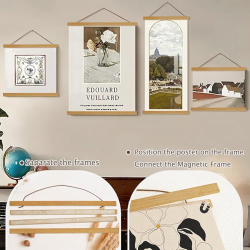 20-Inch Magnetic Wooden Poster Hanger Frame for Canvas Art Prints