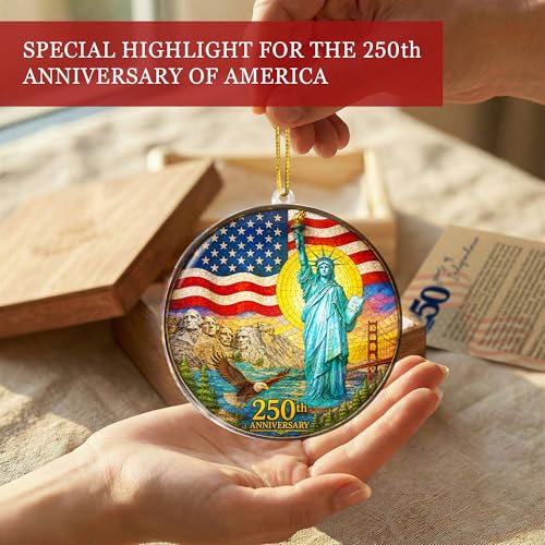 USA 250th Anniversary Ornament, Patriotic Liberty Bell Acrylic Suncatcher