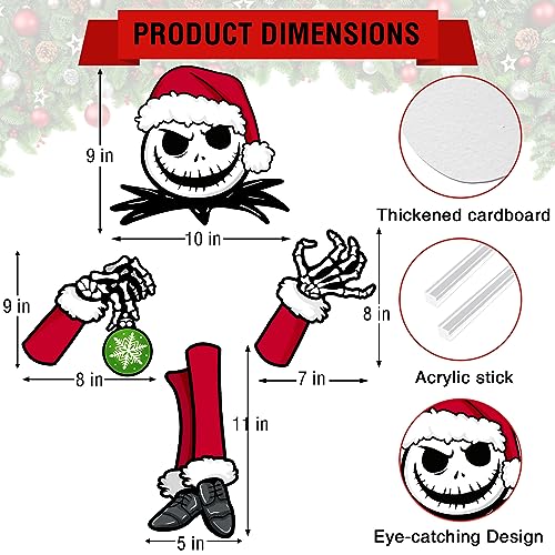 Auirre Jack Christmas Tree Topper Head, Arms & Legs Skeleton in Santa Hat - Variation: THIS listing Jack
