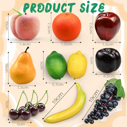 12 Pcs Artificial Fruit Set - Realistic Faux Fruits for Home Decor & Parties