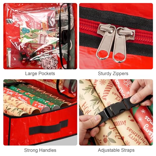 Underbed Wrapping Paper Storage Container 43 Inch Red Holiday Gift Wrap Organizer