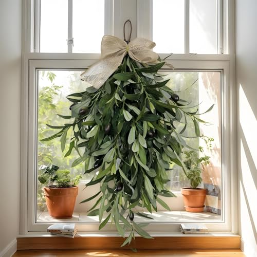 Artificial Olive Teardrop Swag 24-Inch Wall-Mounted Garland Decor