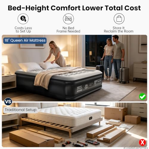 Queen Air Mattress with Built-In Pump - 18" Raised Inflatable Bed