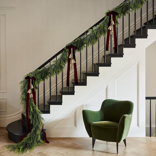 Real Touch Norfolk Pine Garland 9ft - Artificial Christmas Greenery for Mantel