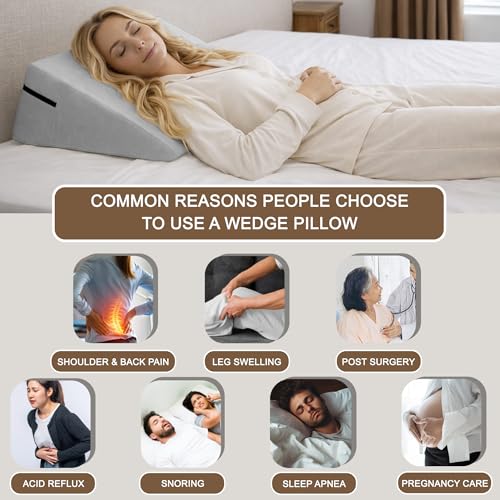 Triangle Wedge Pillow for Sleeping - 7 Inch Compact Design for Snoring Relief and Back Support