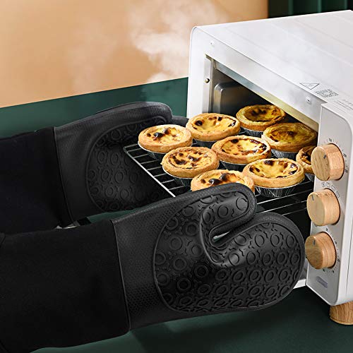 Extra Long Silicone Oven Mitts, 14.6-inch Heat Resistant Baking Gloves