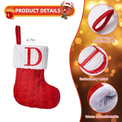 Personalized Cable Knit Mini Christmas Stocking with Monogram Letter - 8.5 Inch