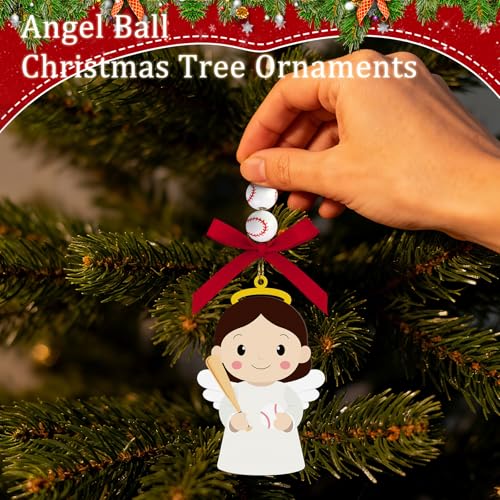 AKAIXI Baseball Angel Easter Ornament - Wooden Hanging Baseball Ornament for Home & Holiday Decor