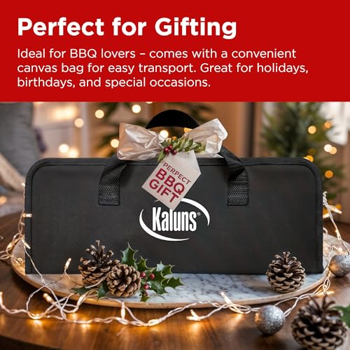 Kaluns 30-Piece Heavy Duty Stainless Steel Grill Set with Case, Apron & Thermometer