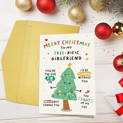 Chenive Girlfriend Christmas Card - Cute Holiday Card with Tree Pun for Her