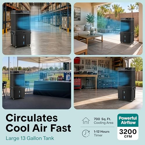 Portable Evaporative Swamp Cooler 3200 CFM 50L Water Tank with Wi-Fi