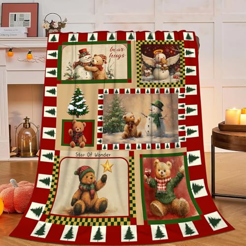 Olivine Christmas Snowman Fleece Throw Blanket 40x50 Inches - Winter Cozy Bedding for Sofa & Bed