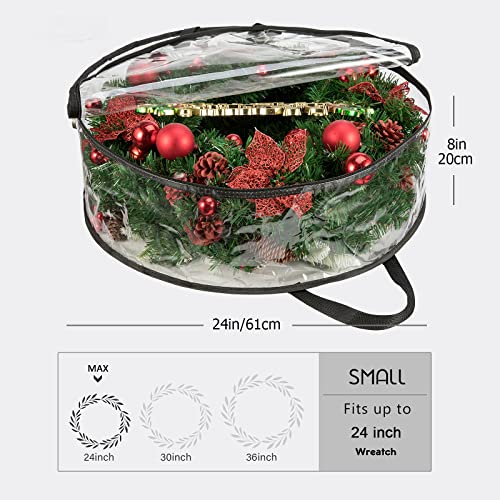Clear 24-Inch Christmas Wreath Storage Bag Heavy Duty Container