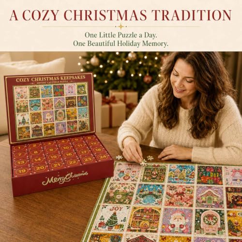 Christmas Advent Calendar Jigsaw Puzzle for Adults - 24 Days of Festive Scenes, 1008 Pieces