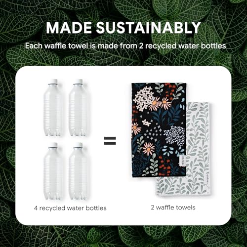 Waffle Microfiber Kitchen Towel Set of 2 - Quick Dry Dish Towels (16" x 28")
