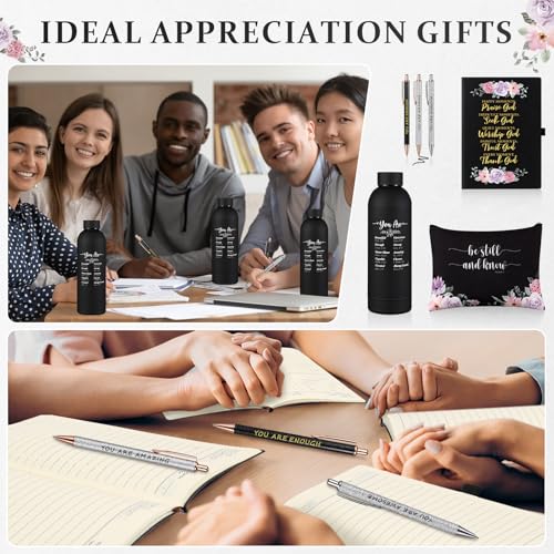Black Christian Gift Set with Water Bottle, Notepad, Pens & Cosmetic Bag