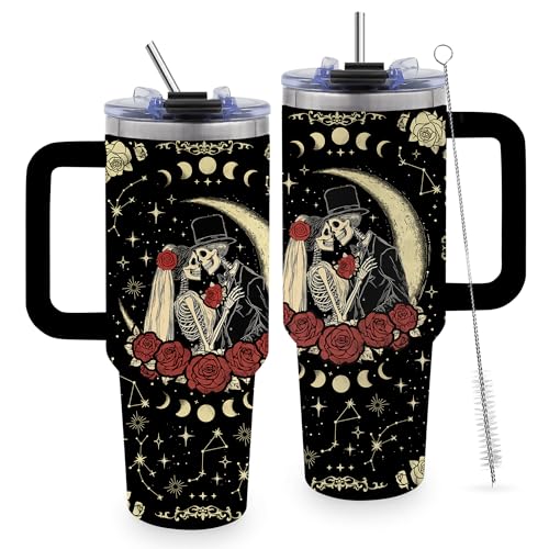 40oz Skull Love Tumbler Gifts for Women TNASURHUS Variation: SkullLove-Black Stainless Steel