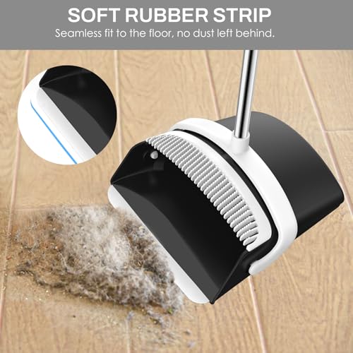 Long Handle Broom and Dustpan Set with Comb Teeth - 51" Upright Sweeping Combo