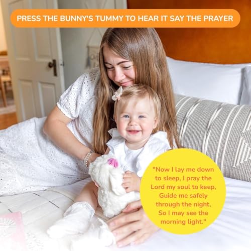 Musical Plush Prayer Bunny & Board Book Gift Set - Pink Baptism Gift