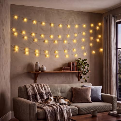 Bencailor 6.56 ft Christmas Snowflake String Lights (6.56 ft / Snowflake) Battery-Operated
