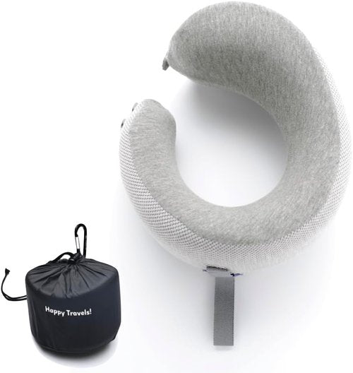 C CUSHION LAB Travel Pillow - Award-Winning Ergonomic Memory Foam for Neck Support | Compact Gray Design