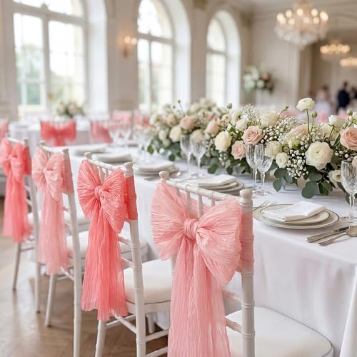 3-Pack Large Shimmer Pleated Gauze Bows - Pink Wall & Party Decor (14x16")