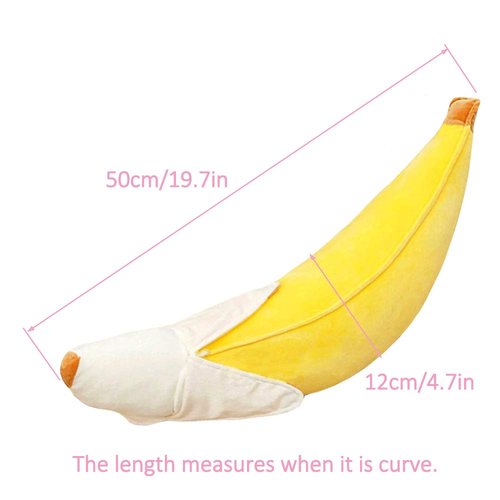 HOSTK Banana Plush Pillow, Peeled Banana Stuffed, Soft Food Plushie Banana Hugging Pillow, Gift for Birthday, Valentine, Christmas (19.6 inches)