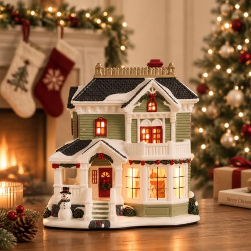 Christmas Village Houses, Lighted Ceramic Victorian Buildings