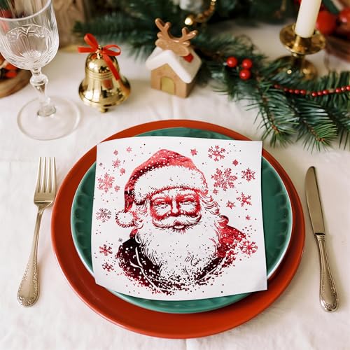 Wrapaholic 25-Pack Red Foil Santa Napkins 6.5 x 6.5in 2-Ply