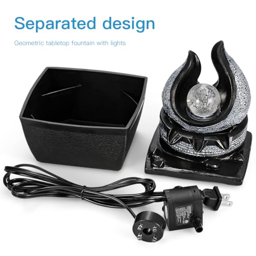 Tabletop Water Fountain with LED Rolling Ball - Zen Desktop Decor