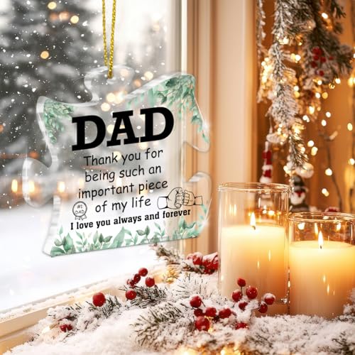 Dad Gifts from Daughter Son - Puzzle Acrylic Ornament for Christmas & Father's Day - Daddy Birthday Keepsake