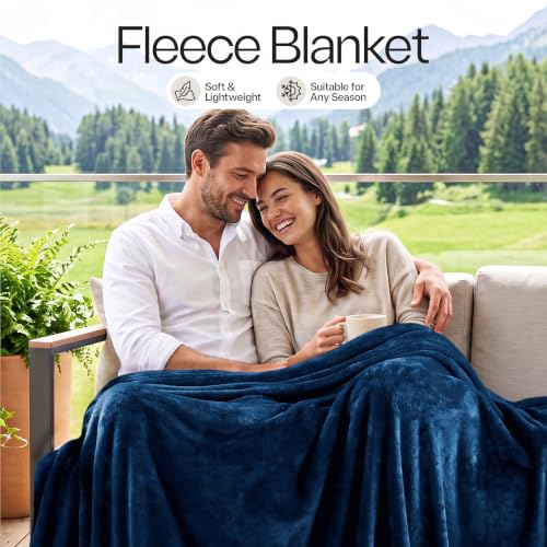 Utopia Bedding King Size Navy Fleece Blanket 90x102 Inches - Soft & Cozy Bed Cover