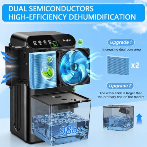 Small Home Dehumidifier 98oz with Drain Hose & 7 Colors for Bedroom