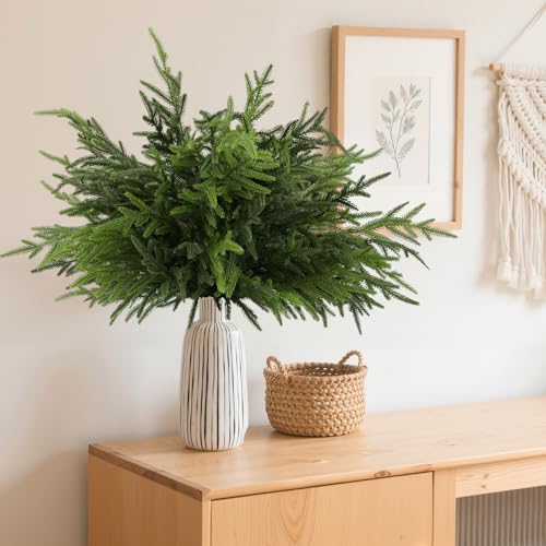 8Pcs 24 Inch Real Touch Norfolk Pine Branches Faux Greenery for Christmas Decor