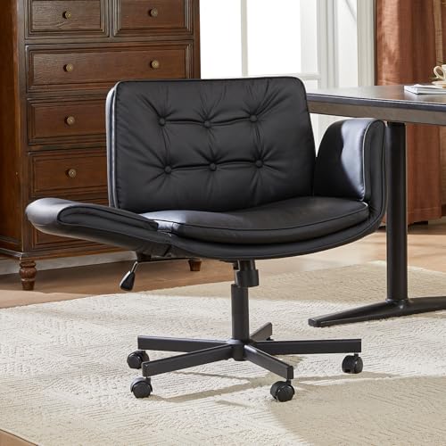 Wide Criss Cross Office Chair with Adjustable Armrests and Memory Foam
