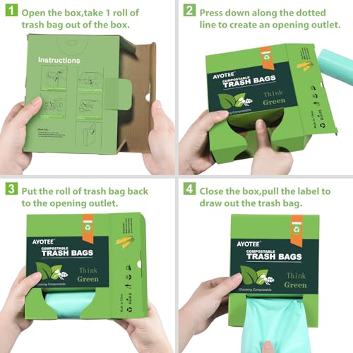AYOTEE Eco-Friendly 13 Gallon Tall Kitchen Trash Bags, Biodegradable, 60 Count