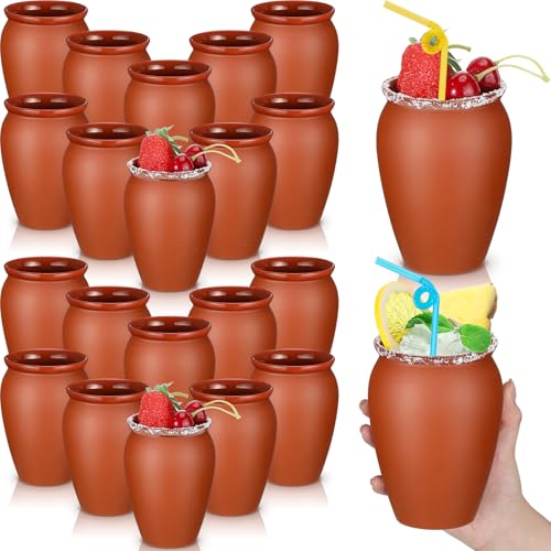 Gejoy 20 Sets Mexican Clay Drinking Cups - 16oz Reusable Party Mug Set