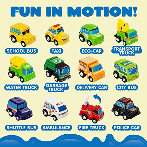 City Life Play Rug with 12 Pull-Back Toy Vehicles - 58.5" x 31.5" Playmat