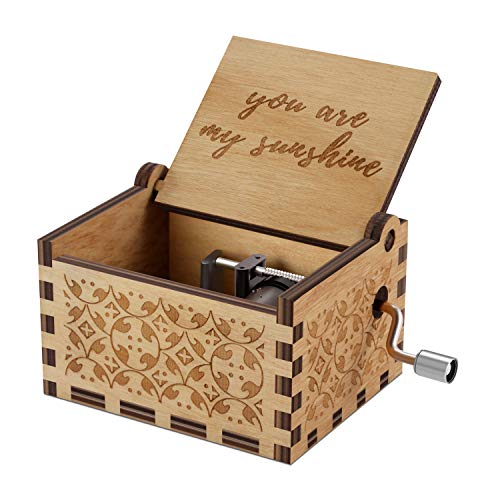 Vintage Laser-Engraved Wooden Music Box - You Are My Sunshine Melody