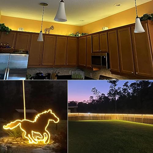 40ft LED Rope Lights Outdoor Warm White, Connectable & Waterproof 110V 432 LEDs