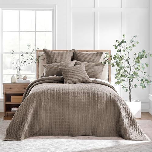 Levtex Home Mills Cotton Waffle King Bedspread Set with Shams - Cocoa
