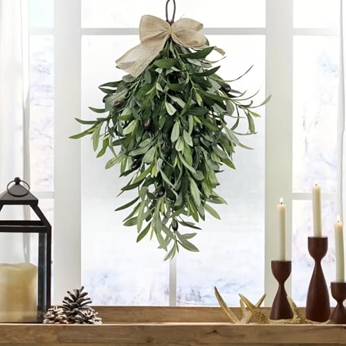 Artificial Olive Teardrop Swag 24-Inch Wall-Mounted Garland Decor
