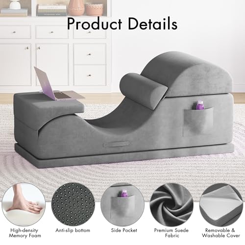 Convertible Yoga Lounge Chair with Lumbar Pillow – Ergonomic Foam Exercise Mat