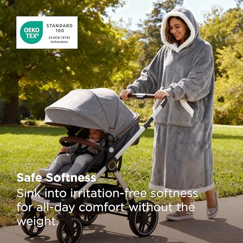 Oversized Wearable Blanket Hoodie with Sherpa Fleece and Waist Belt