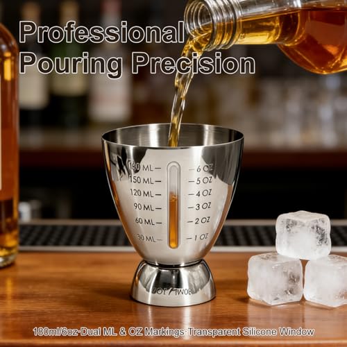 Obantrsz Stainless Steel Cocktail Jigger 1-6 oz | Heavy Duty Bar Tool