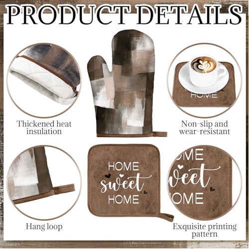 10-Piece Kitchen Decor Set: Oven Mitts, Pot Holders, Rugs, and Dish Towels