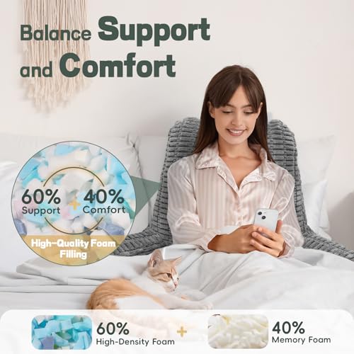 21" Reading Pillow with Memory Foam Support for Bed & Couch