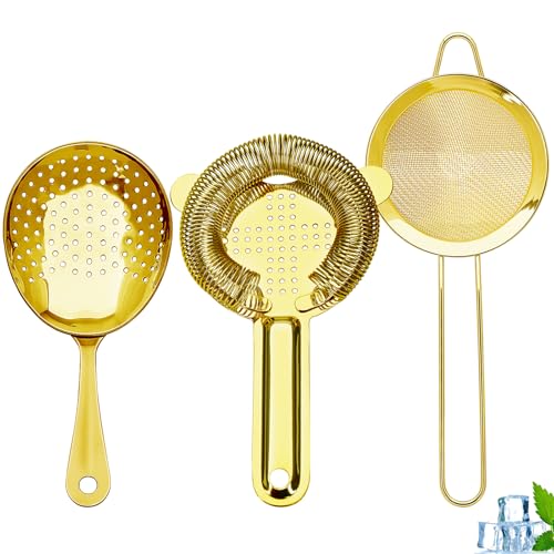 Eispap Gold Cocktail Strainer Set - Hawthorne, Julep & Fine Mesh Bar Tools
